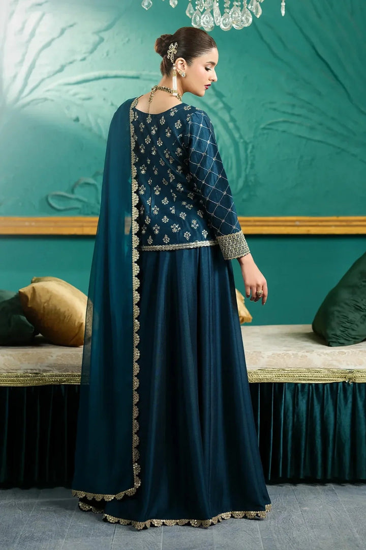 Rangreza HR-496 green chiffon embroidered 3 piece suit