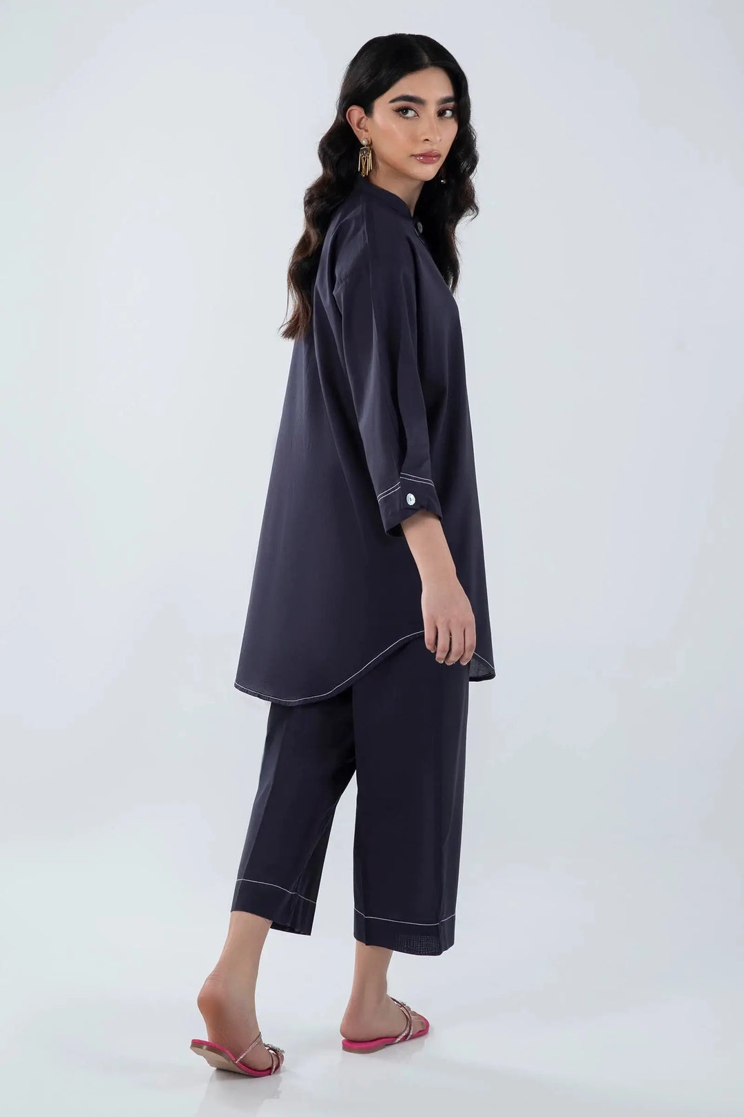 SANA SAFINAZ SANA SAFINA BLACK PAKISTANI LINEN 2 PC | SS24BSD101 SHIRT AND BOTTON RANGREZA USA 7327625425 United States S Black Linen S / Black / Linen M / Black / Linen L / Black / Linen