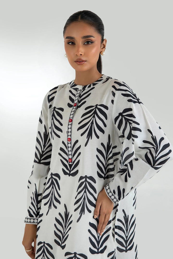 SANA SAFINA WHITE AND BLACK PRINTED SHIRT | SS24BSP180