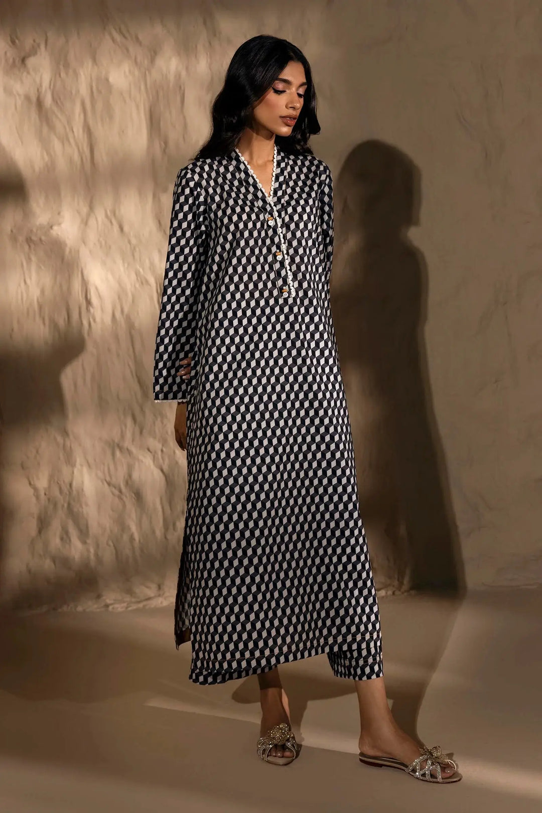 black and white dress designs in pakistan Luxury White Lawn Suit with Fine Black Embroidery Premium Unstitched 3Piece Elegance