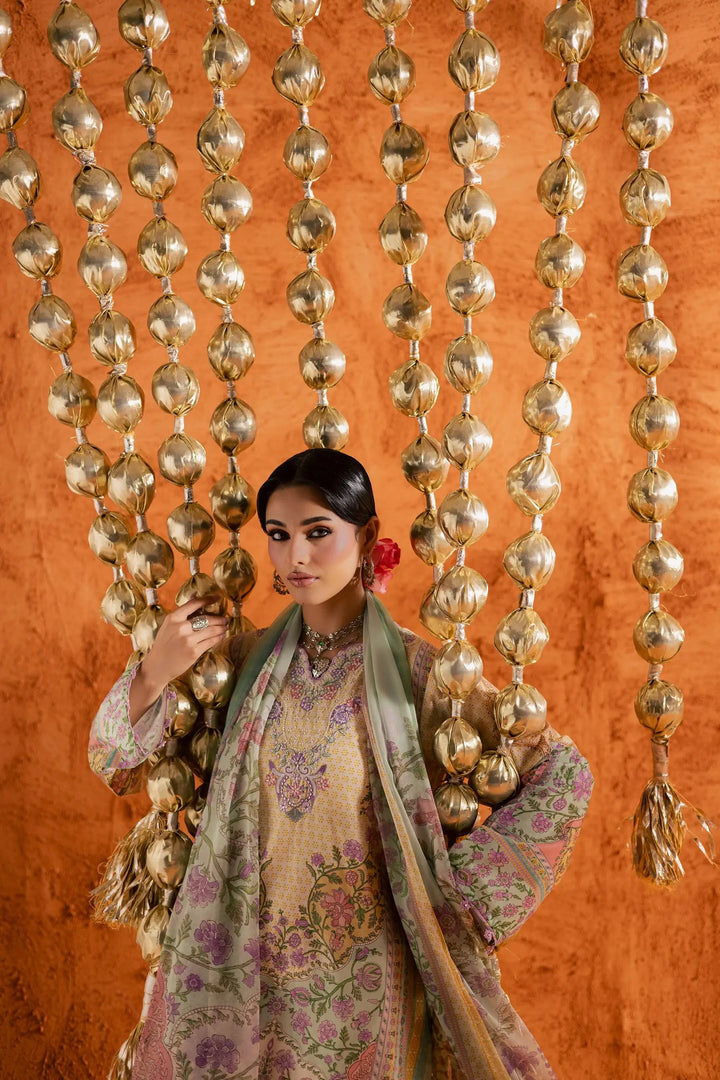 BATIK Printed Lawn Dress 3 PIECE | YELLOW TOFU-12