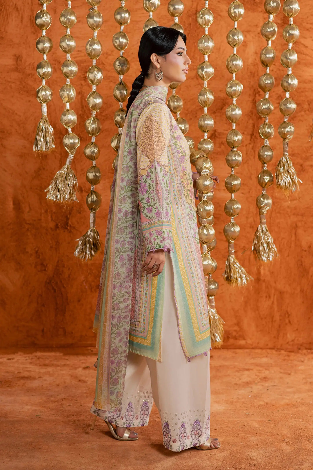 BATIK Printed Lawn Dress 3 PIECE | YELLOW TOFU-12