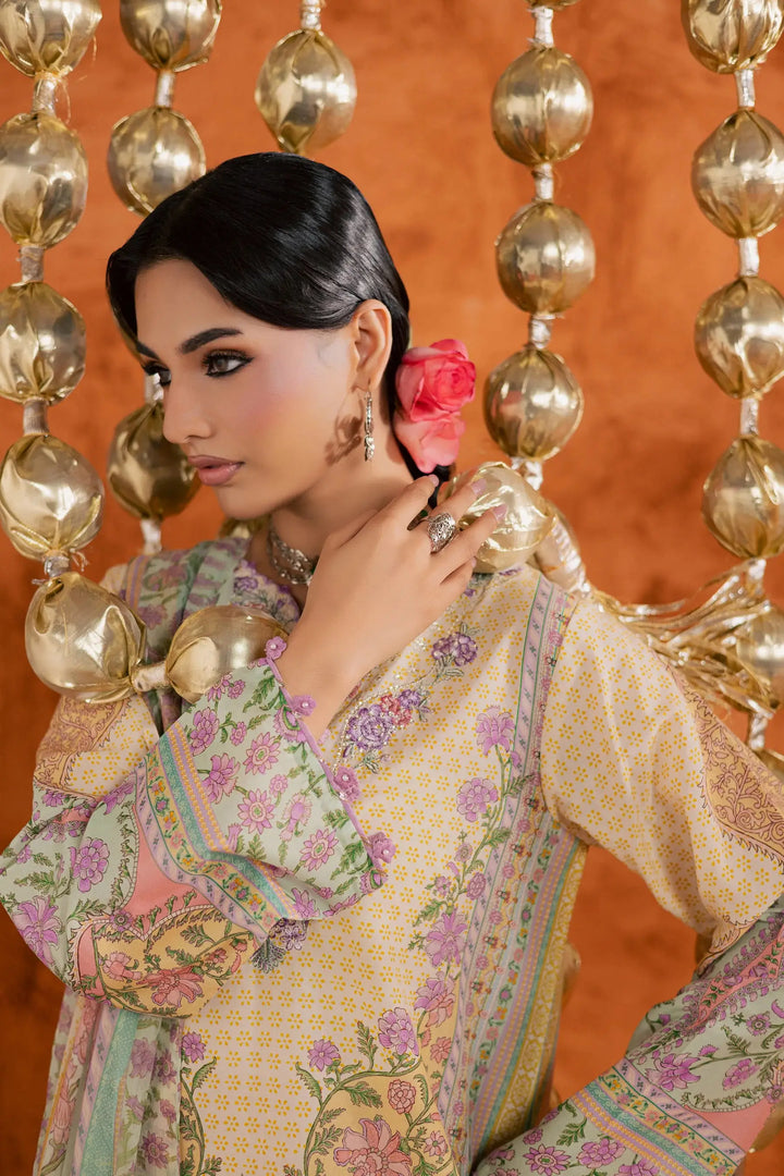 BATIK Printed Lawn Dress 3 PIECE | YELLOW TOFU-12