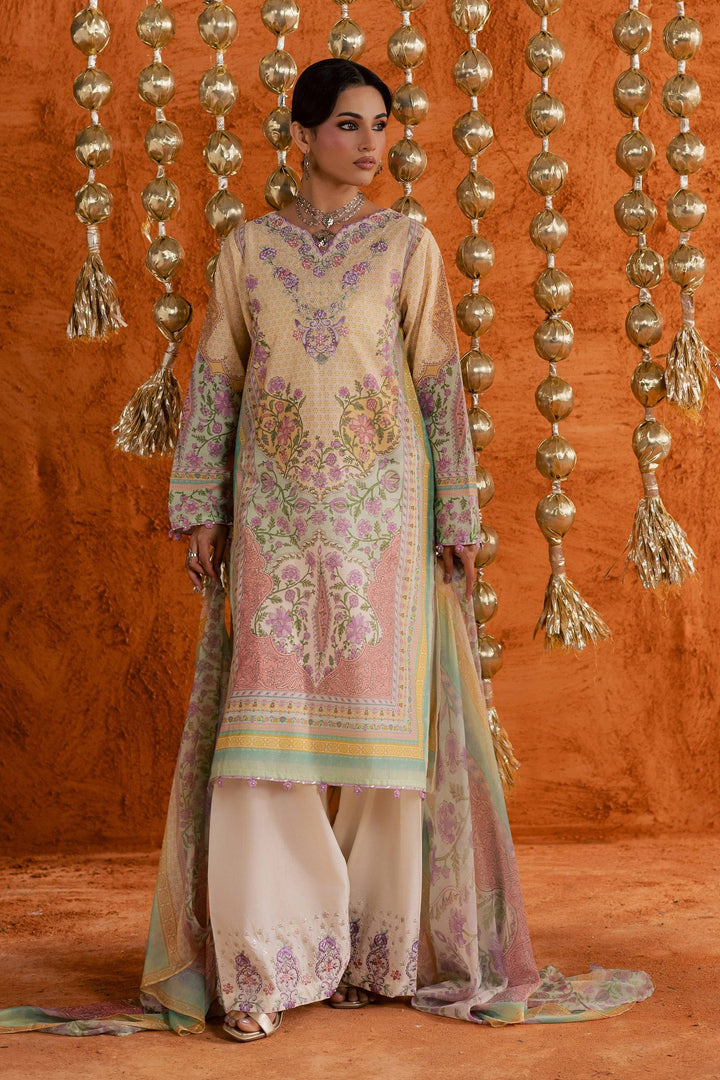 BATIK Printed Lawn Dress 3 PIECE | YELLOW TOFU-12