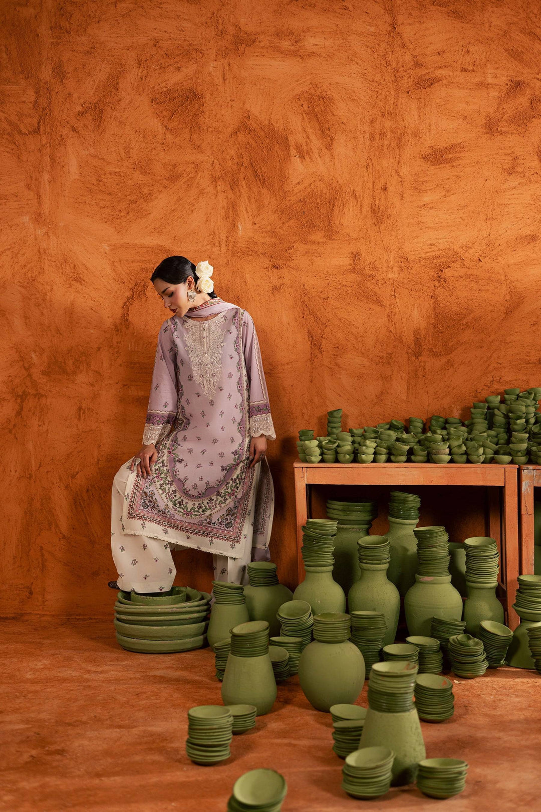 BATIK Printed Lawn Dress 3 PIECE |  DUSTY PLUM-11