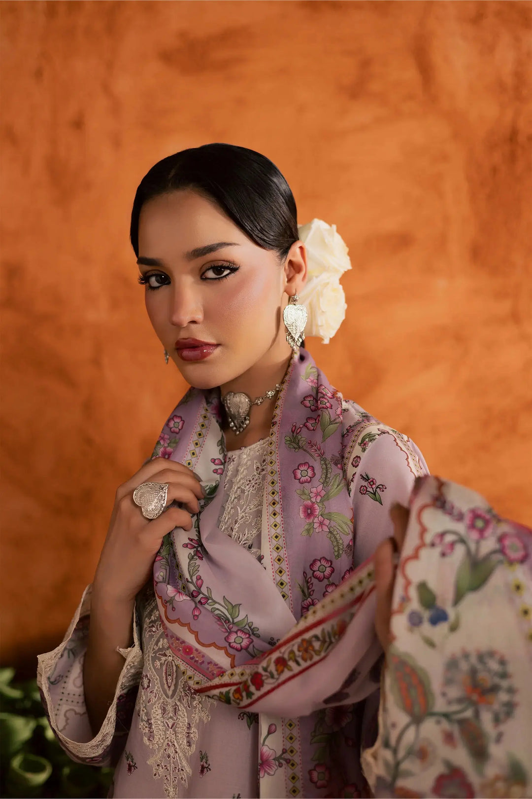 BATIK Printed Lawn Dress 3 PIECE |  DUSTY PLUM-11