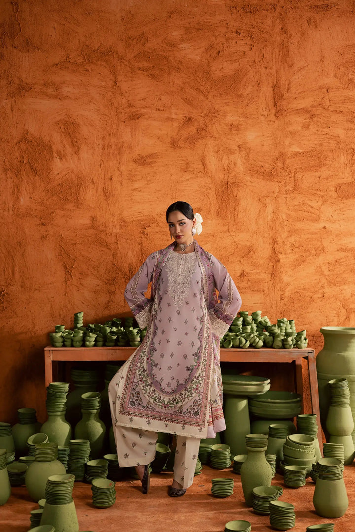 BATIK Printed Lawn Dress 3 PIECE |  DUSTY PLUM-11