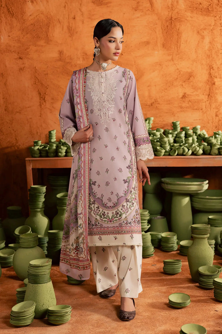 BATIK Printed Lawn Dress 3 PIECE |  DUSTY PLUM-11