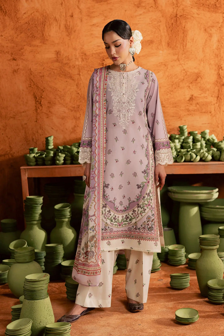 BATIK Printed Lawn Dress 3 PIECE |  DUSTY PLUM-11