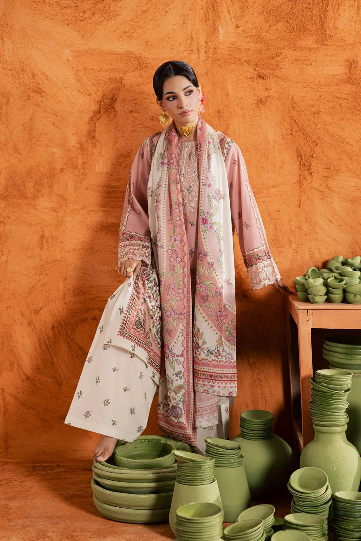 BATIK Printed Lawn Dress 3 PIECE |  DUSTY PLUM-11