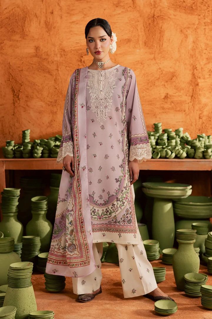 BATIK Printed Lawn Dress 3 PIECE |  DUSTY PLUM-11