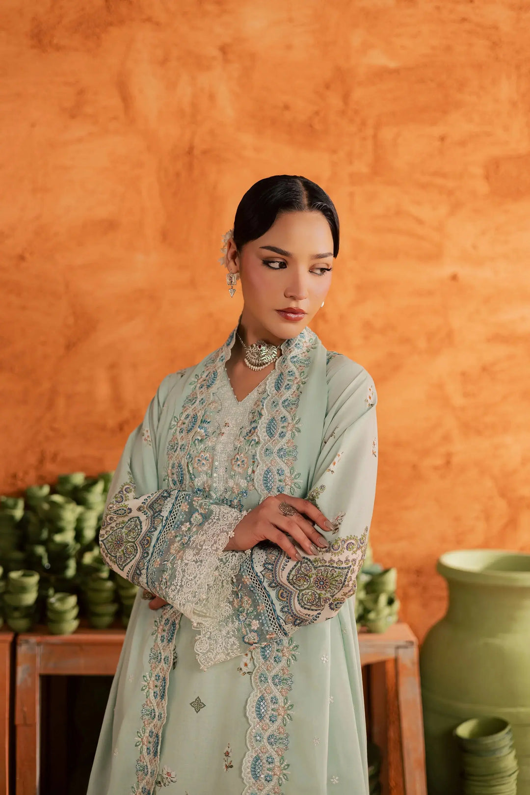 BATIK Printed Lawn Dress 3 PIECE | MINT CHIP-14
