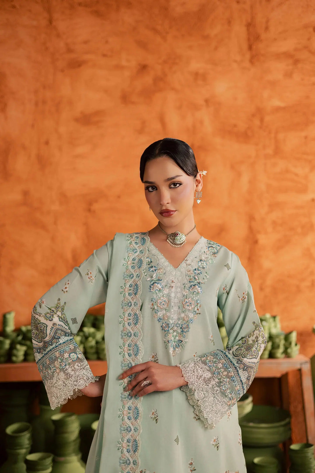 BATIK Printed Lawn Dress 3 PIECE | MINT CHIP-14